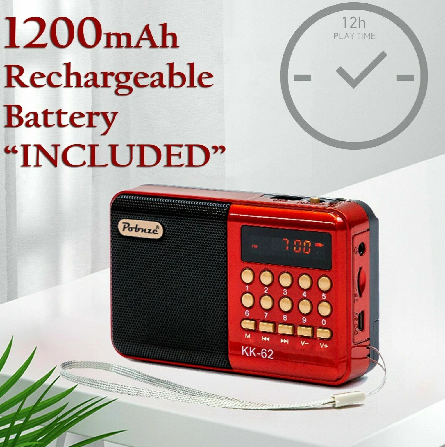 CRESTIN- Fm Radio Portable Pocket Auto-Search Mp3 Memory Player Auto-Search Emergency