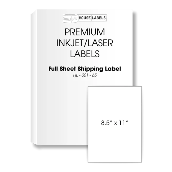 CRESTIN- Full Sheet Shipping Labels Self Adhesive Blank 1-Up 8.5" X 11" White 50 Sheets