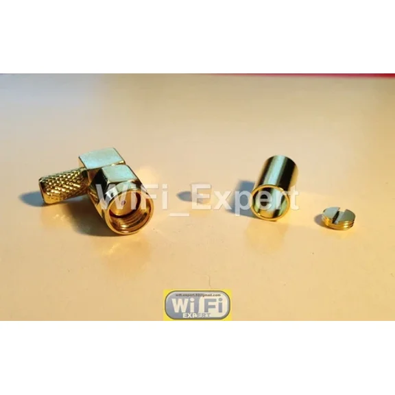 CRESTIN- GOLD RP-SMA Male plug right angle crimp RG58 RG142 RG400 LMR195 Coax Cable USA