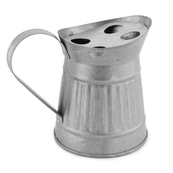 CRESTIN- Galvanized Toothbrush Holder, Pitcher-Shaped Farmhouse Rustic Bathroom Decor