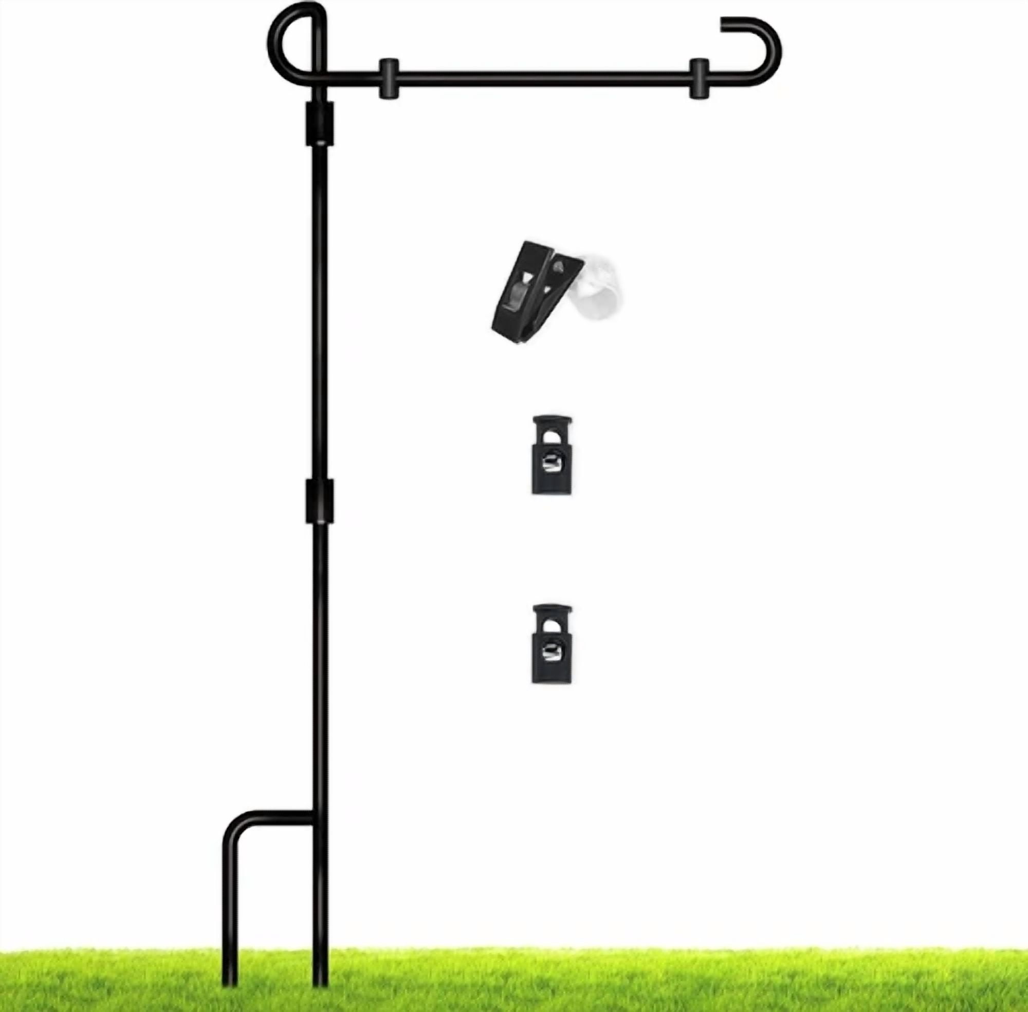 CRESTIN- Garden Flag Stand Premium Yard Flag Pole Holder (35.4''×16.4'') Metal Black