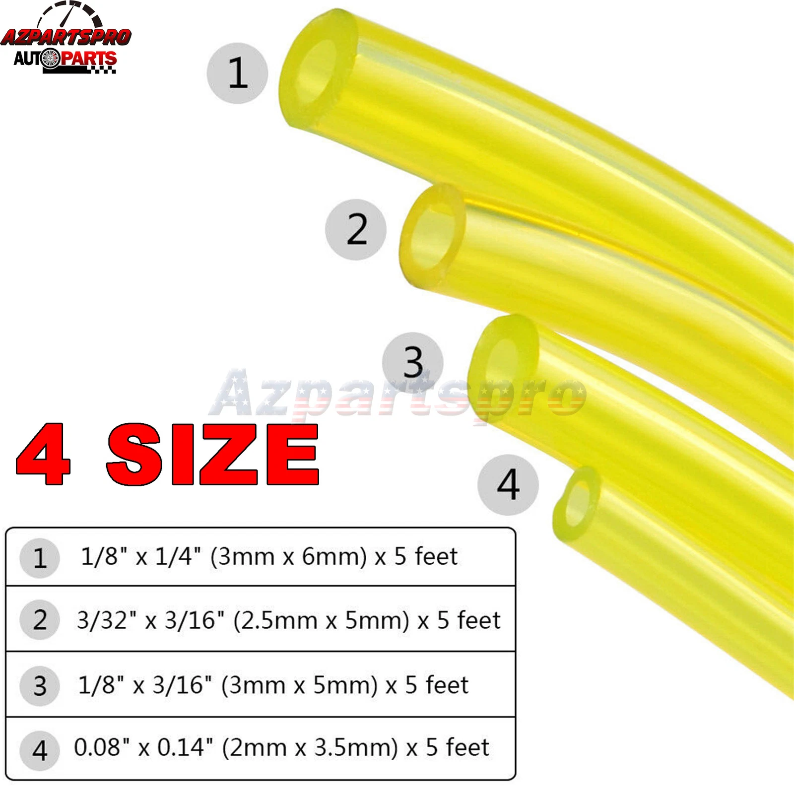 CRESTIN- Gas Fuel Line Hose Tube 5Feet 4 Sizes For Poulan Ppb200 Ppb200E Ppb250E Ppb300