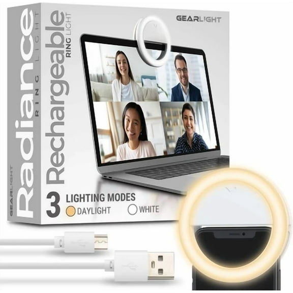 CRESTIN- Gearlight Selfie Ring Light  Clip-On Rechargeable Led For Phone, Laptop, Webcam