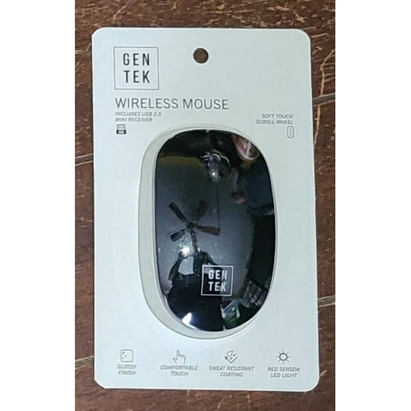 CRESTIN- Gen Tek Wireless Black Mouse W/Usb 2.0 Mini Receiver #72031