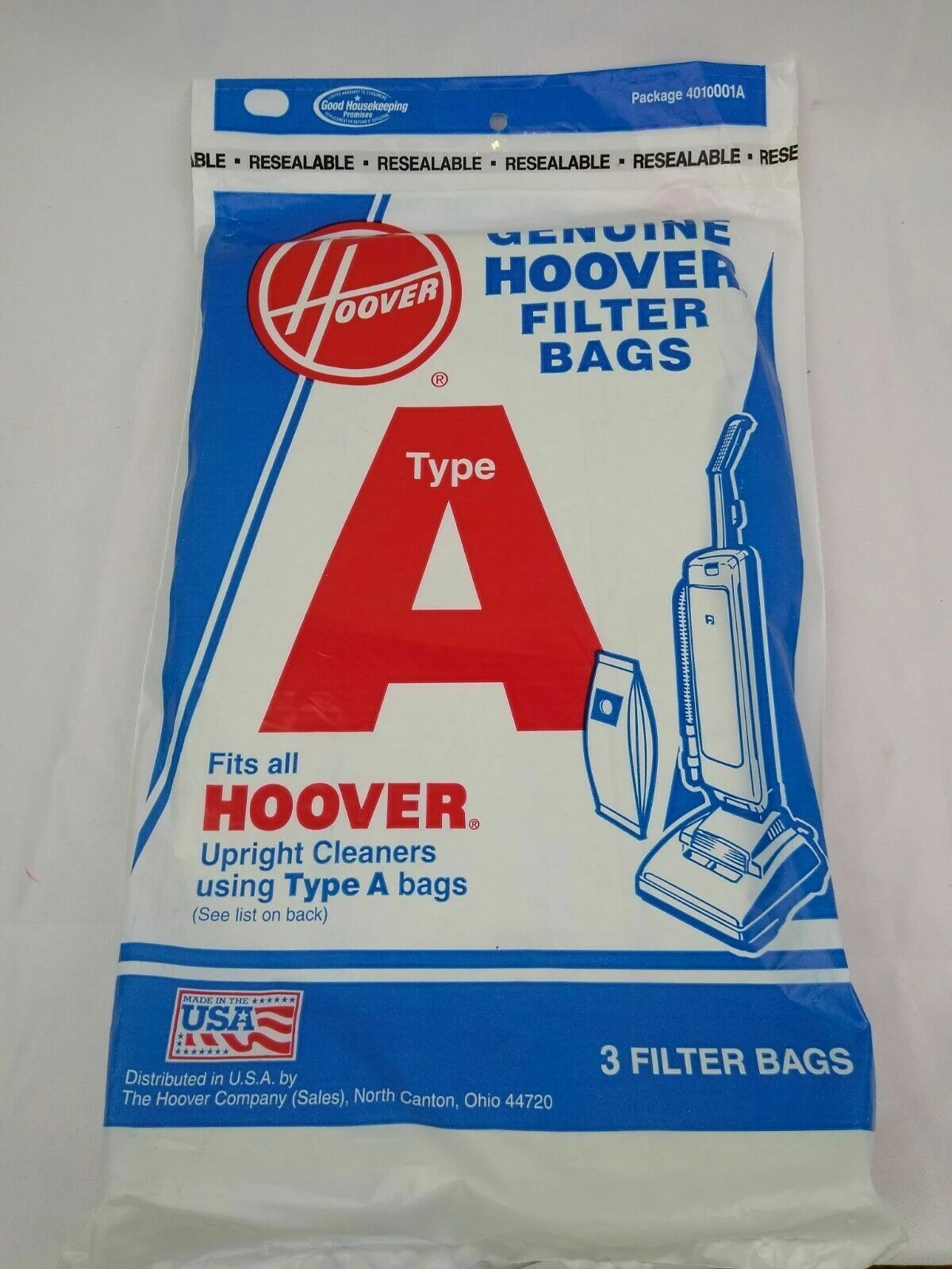 CRESTIN- Genuine Hoover Type A Vacuum Cleaner Bags # 4010001A For Top-Fill Uprights