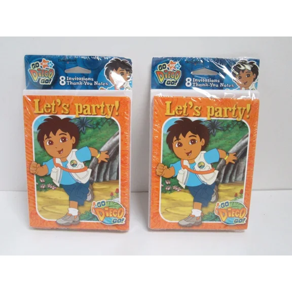 CRESTIN- Go Diego Go Invitations & Thank You Cards - Lot Of 2 Packages -- Party Supplies