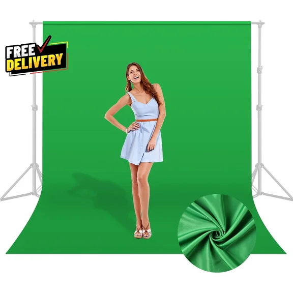 CRESTIN- Green Backdrop 5 X 6.5Ft Screen Cloth Background Tiny Screen Sheet For V........