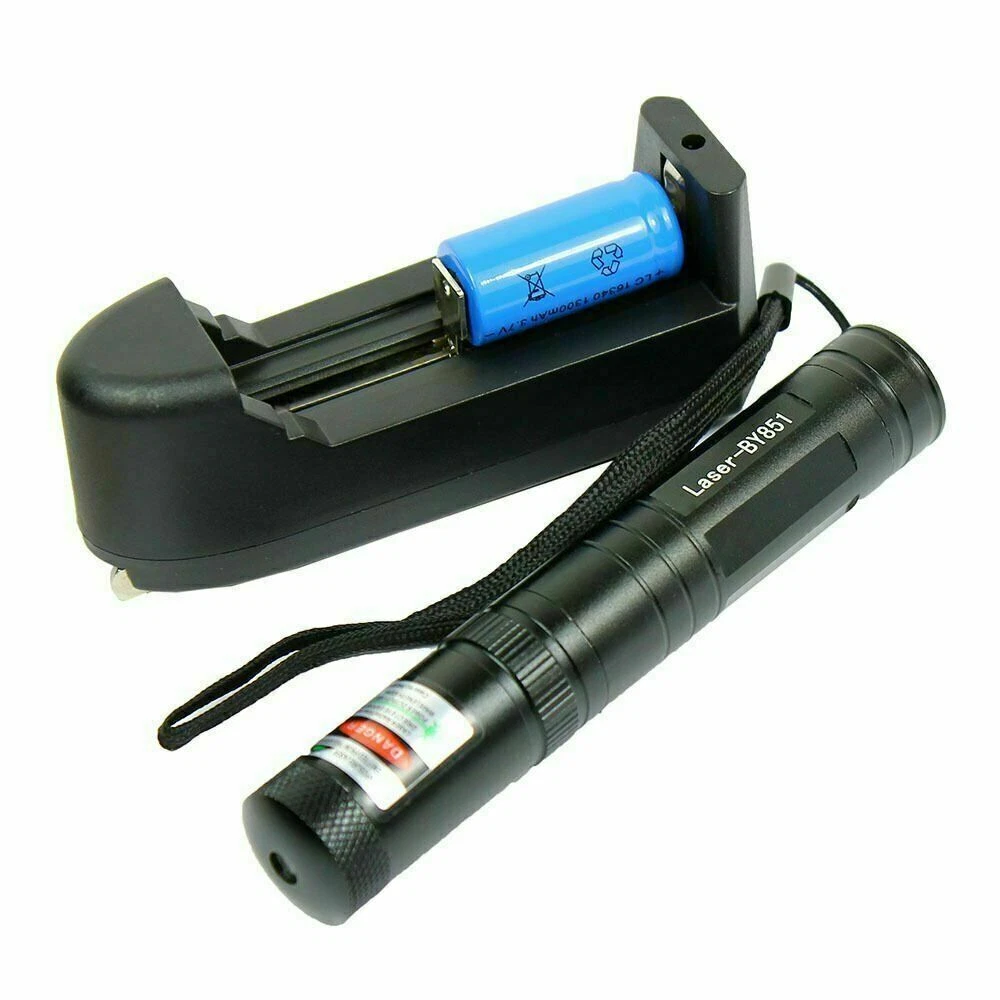 CRESTIN- Green Laser Pointer Pen With Charger & Rechargeable Battery 6 Patterns 2 Modes