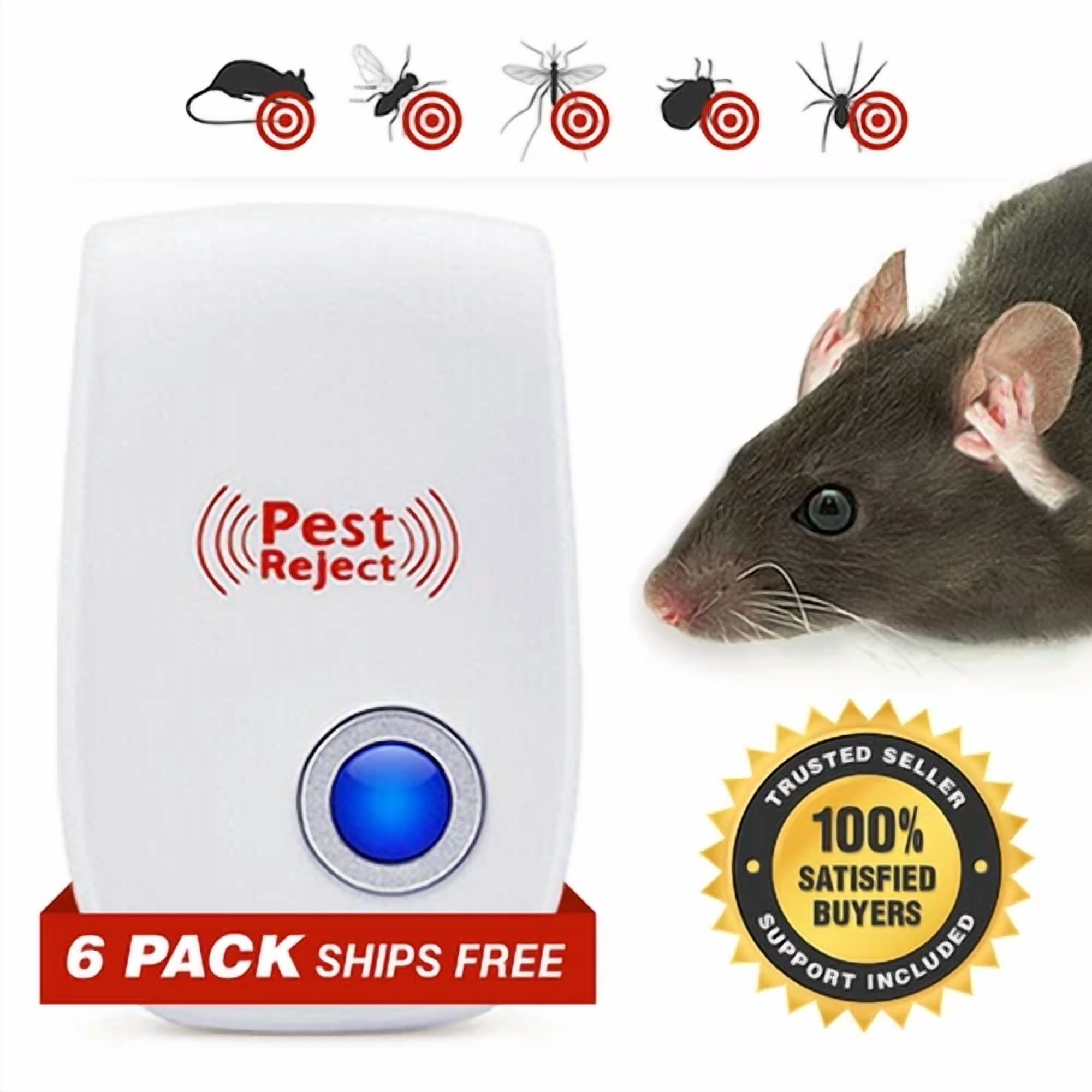 CRESTIN- Gylex Pest Reject Ultrasonic Repeller - Rid Your Home Of Rodents & Bugs - 6 Pack