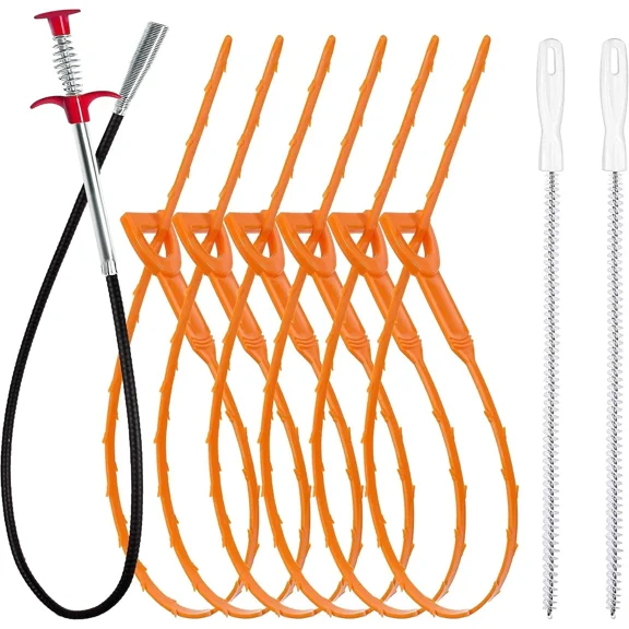 CRESTIN- Hair Catcher Drain Auger Cleaner Tool Set For Toilet, Kitchen Sink, Bathroom Tub