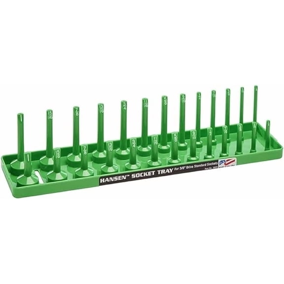 CRESTIN- Hansen 3/8 Socket Organizer Tray Holder Sae Inch Standard Deep Usa Green