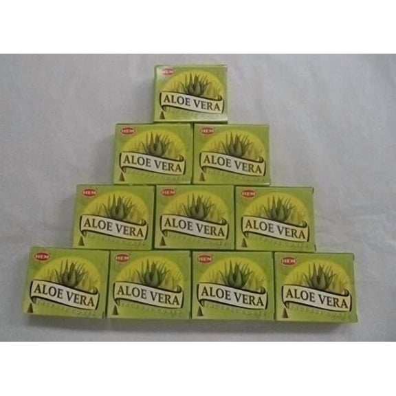 CRESTIN- Hem Incense Cones: Aloe Vera - 10 Packs Of 10 = 100 Cones