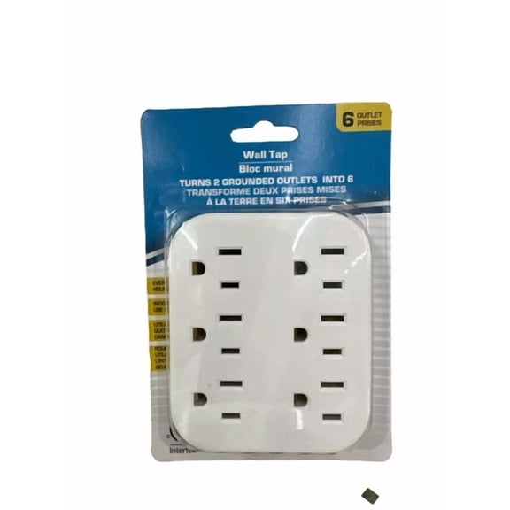 CRESTIN- Intertek Wall Plug Power Splitter 6 Outlet Ac Tap Electrical Socket Adapter