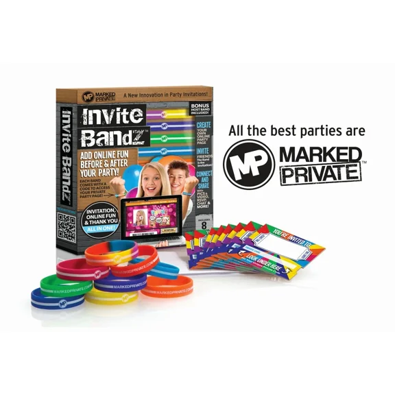 CRESTIN- Invite Bandz Party For 8 Invitation Package Teenage Birthday Sweet 16 Graduation