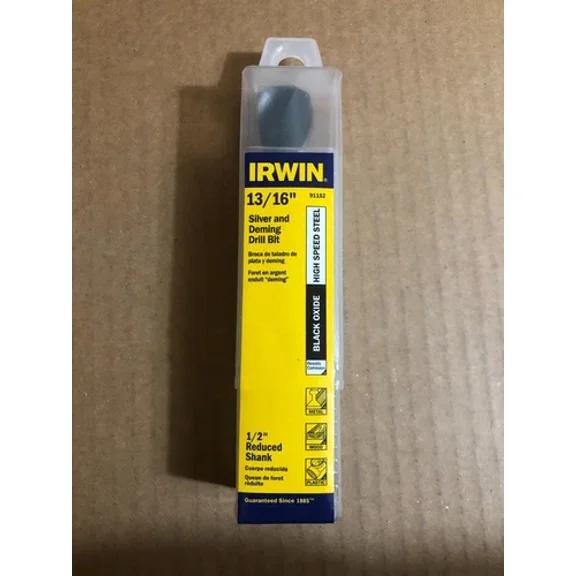 CRESTIN- Irwin 13/16" Silver & Deming Drill Bit High Speed Steel 1/2" Reduced Shank **
