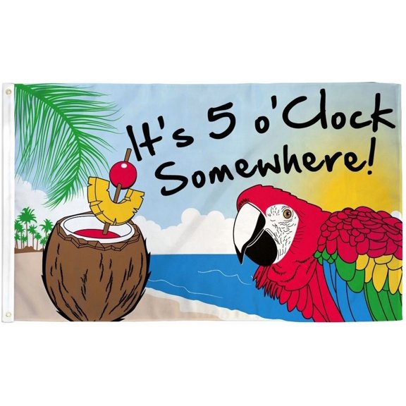 CRESTIN- It'S 5 O'Clock Somewhere 3X5Ft Poly 5 O' Clock Summer Bar Home Decor Flag