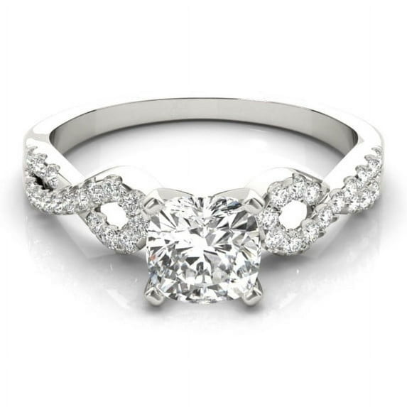 CRESTIN Jewel 1.7 Ct Cushion Cut Eternity Infinity Twisted Criss Cross Diamond Rings - 14K White Gold Plated Engagement Wedding Solitaire Rings with Accent Diamonds for Women's - Gift for Women's