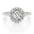 thumbnail image 1 of CRESTIN Jewel 1.8 Ct Excellent Cushion Cut Halo Diamond Ring - Solitaire with Accent Lab-Created Simulated Diamond & Eternity Band in 14K White Gold Plated - Engagement Ring for Women - Wedding Gift, 1 of 3