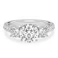 thumbnail image 1 of CRESTIN Jewel Round Cut 2 Ct Diamond Engagement Wedding Trilogy Rings - 3 Stone Solitaire with Accent Diamond Eternity Band Rings - Elegant Wedding Jewelry - 14K White Gold Plated Engagement Rings, 1 of 3