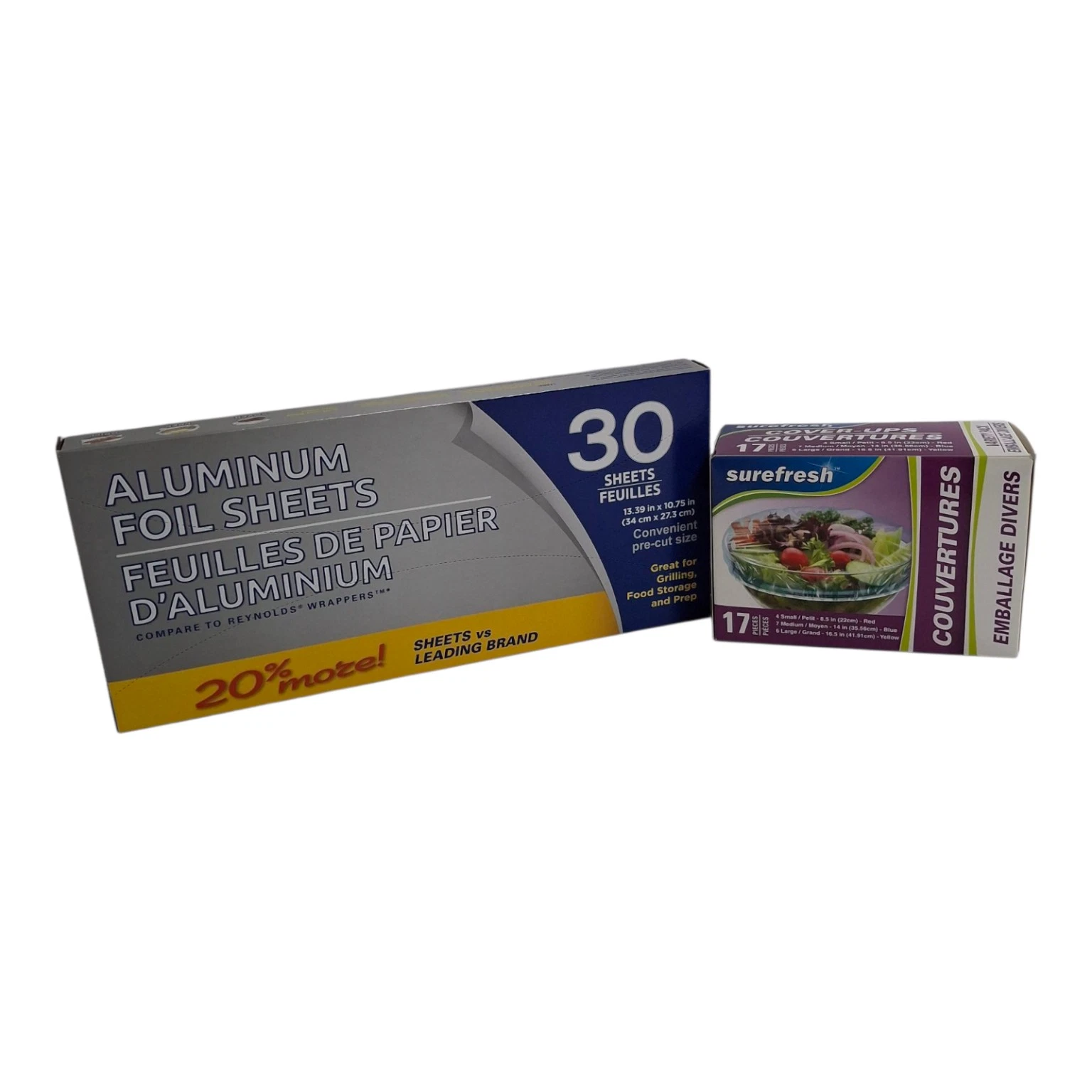 CRESTIN- Kitchen Essentials Slim Pack – 30 Aluminum Foil Sheets + 17 Surefresh Bowl Cover