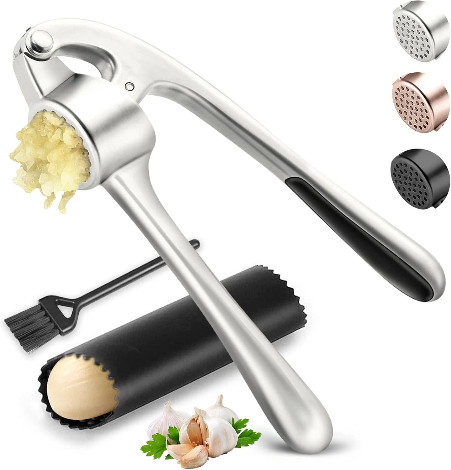 CRESTIN- Kitchen Garlic Press Stainless Steel, Premium Rust Proof & Dishwasher Safe