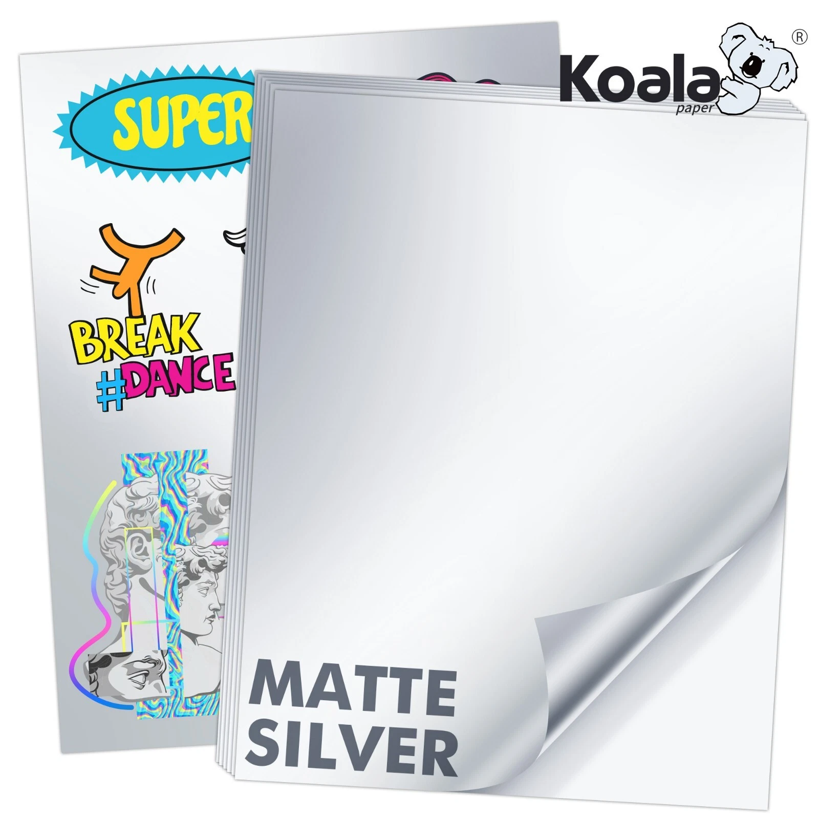 CRESTIN- Koala Printable Vinyl Sticker Paper Inkjet Printer Matt Silver Waterproof 8.5X11