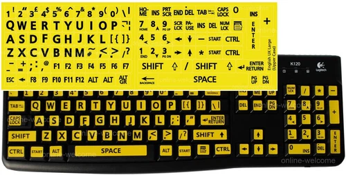 CRESTIN- Large Letters Keyboard Sticker English Uk Yellow