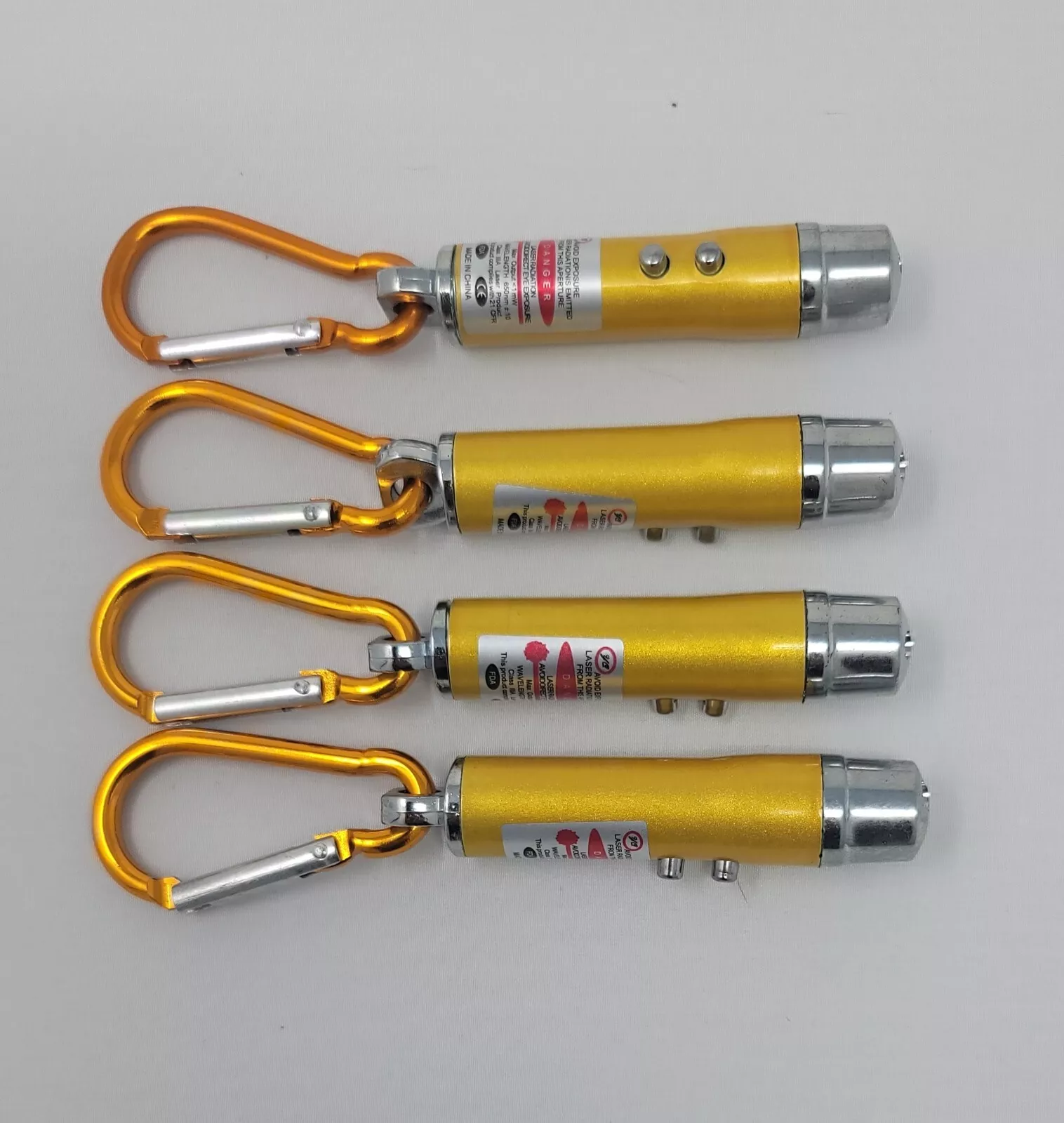 CRESTIN- Laser Pointers X 4 ~ Keychain 3-In-1 Battery ~ Cat Pet Kitten Flashlight Uv Usa