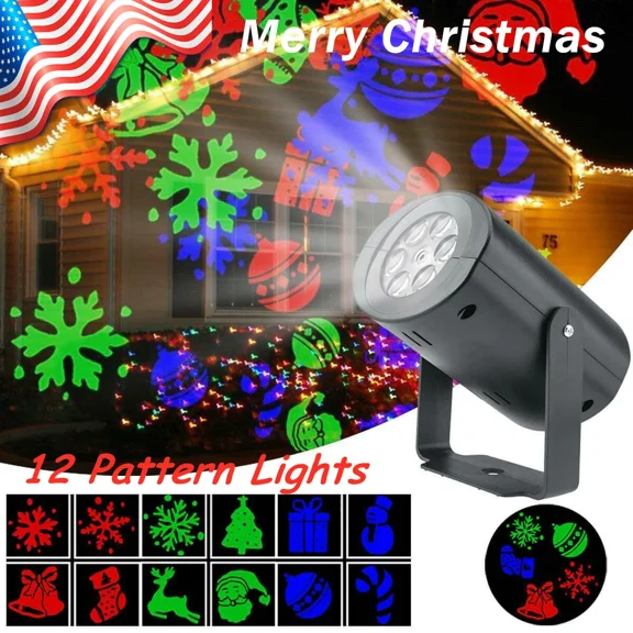 CRESTIN- Led Christmas Projector Light Laser Landscape Xmas Moving Fairy Lamp Party Decor