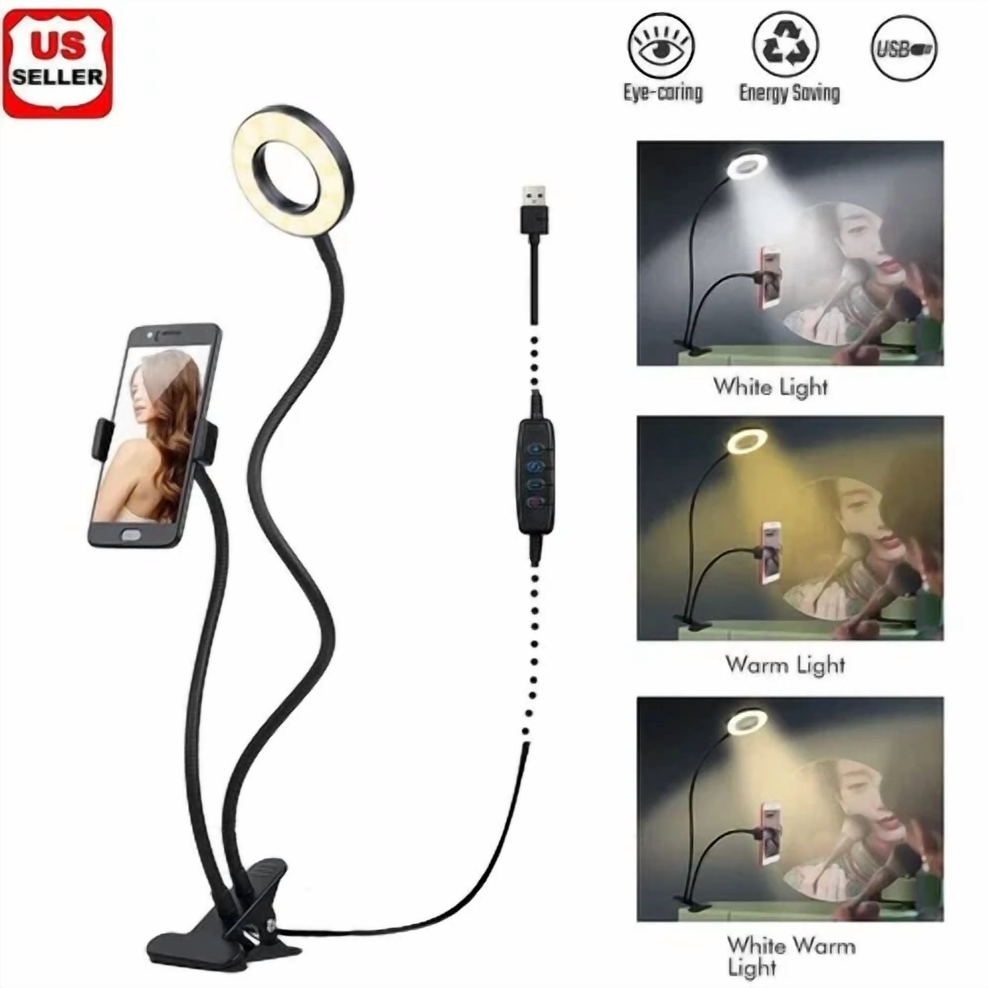 CRESTIN- Led Selfie Ring Light Phone Holder Flexible Stand Long Arm For Stream Live Lamp