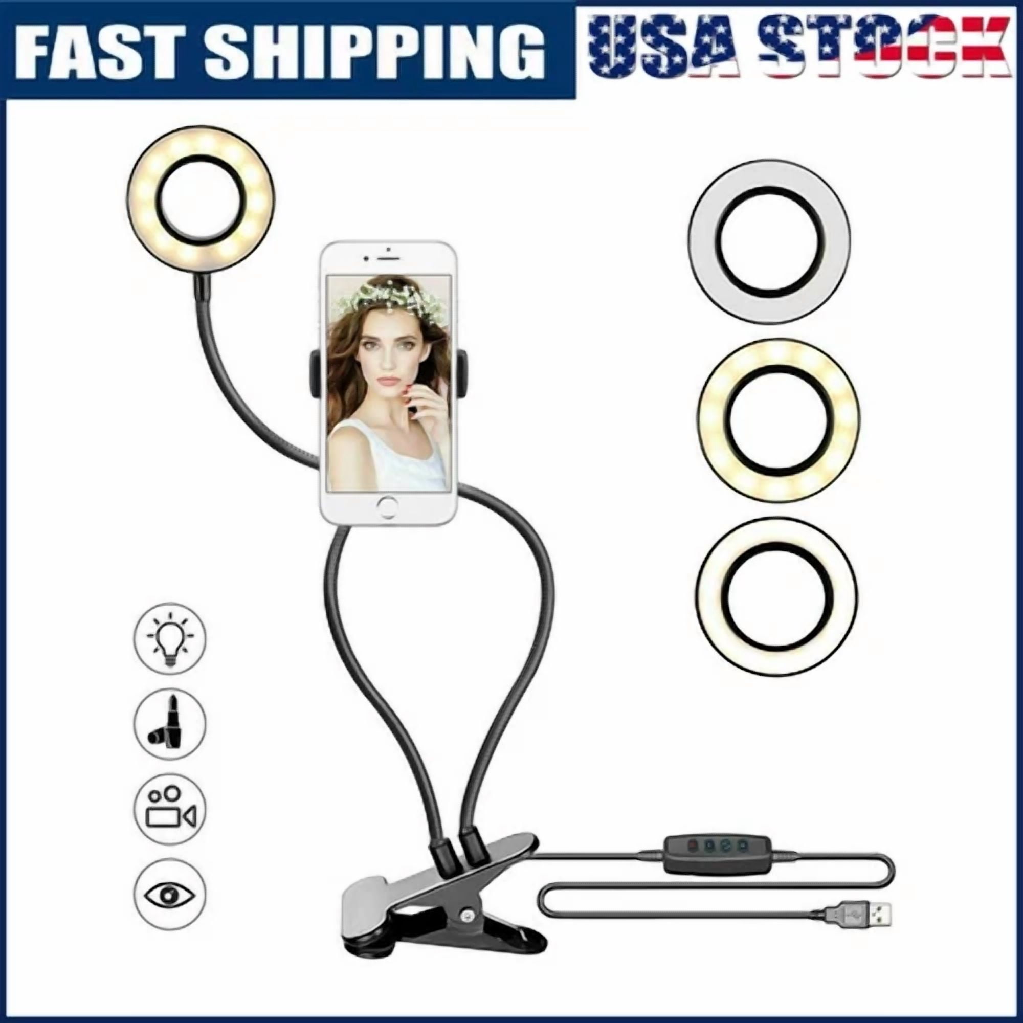 CRESTIN- Led Selfie Ring Light With Cell Phone Holder Stand For Makeup Stream Live Lamp