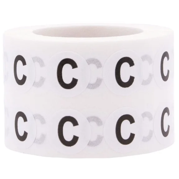 CRESTIN- Letter C Inventory Labels .5 Inch Round Circle Dots 1,000 Adhesive Stickers