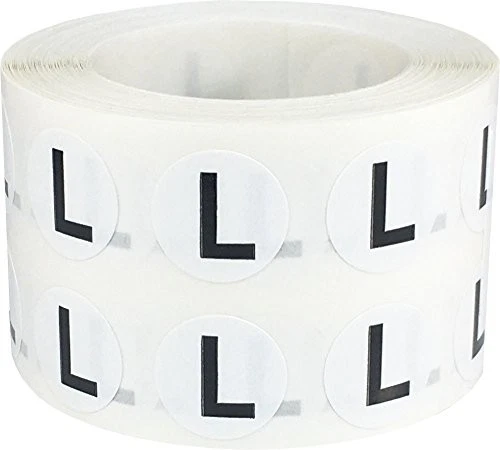CRESTIN- Letter L Inventory Labels .5 Inch Round Circle Dots 1,000 Adhesive Stickers