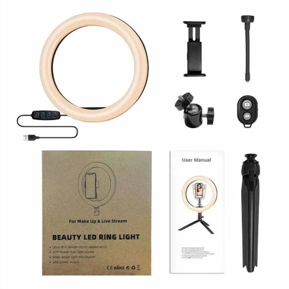 CRESTIN- Live Streaming - Video Conferencing - Beauty Led Ring Light With Smartphone Clip