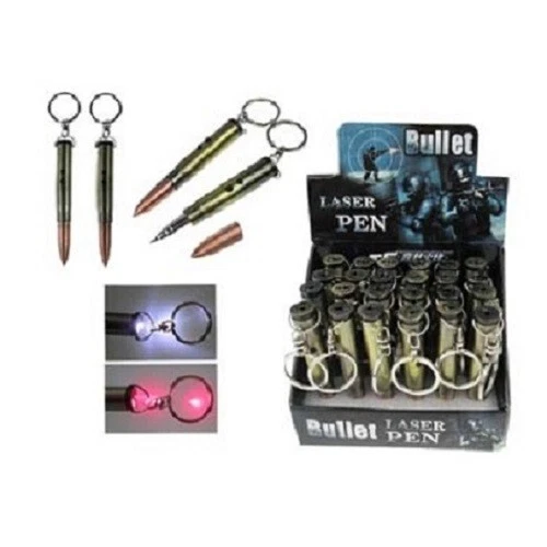 CRESTIN- Lot Of 2 Pcs Bullet Ink Pen Laser Pointer Led Light Keychain Cat Toy