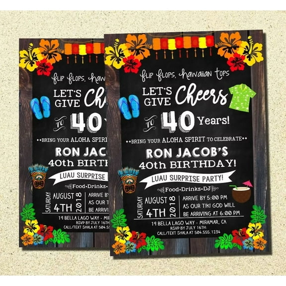 CRESTIN- Luau Invitation, Luau Birthday Invitations, Hawaiian Party Invitations, Digital