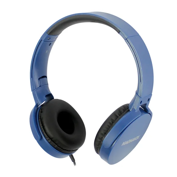 CRESTIN- Magnavox Foldable Studio Stereo Headphones - Blue