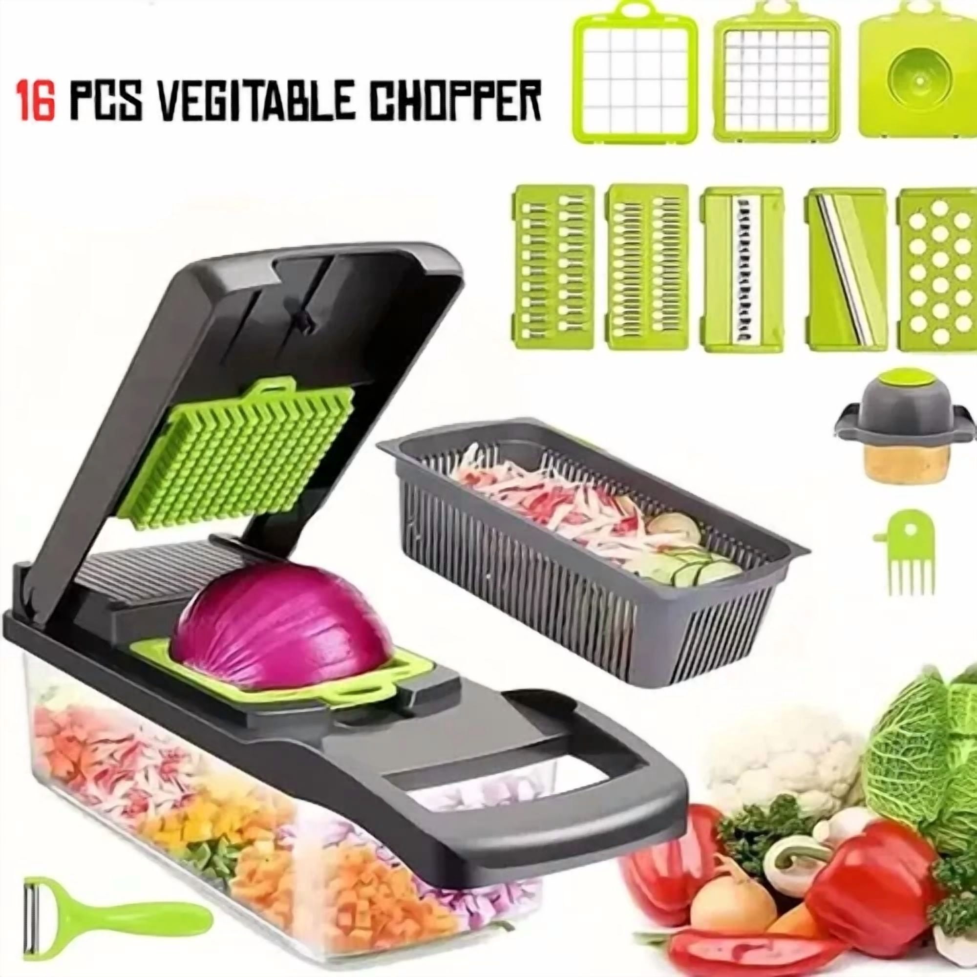 CRESTIN- Manual Hand Press Garlic Onion Vegetable Food Chopper Cutter Processor Dicer Us