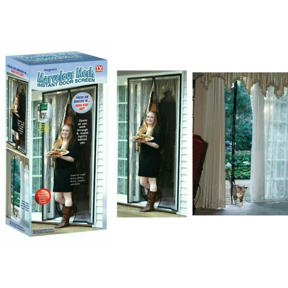 CRESTIN- Marvelous Mesh Instant Door Screen 18 Magnets Hands Free Home Rv 81.5 X 40