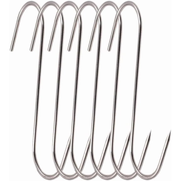 CRESTIN- Meat Hooks S-Hooks Stainless Steel Poultry Hook Butcher Hook Hanging Drying Bbq