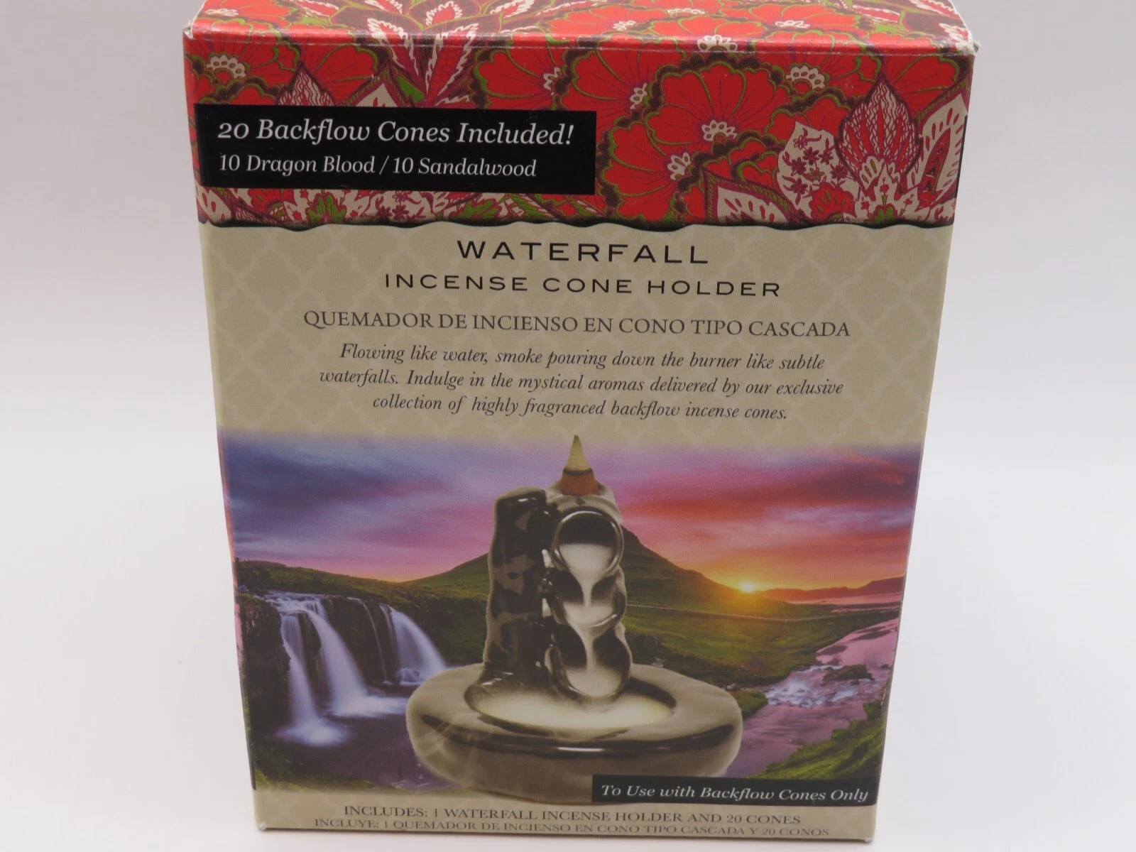 CRESTIN- Medium Waterfall Incense Cone Holder With 20 Incense Cones