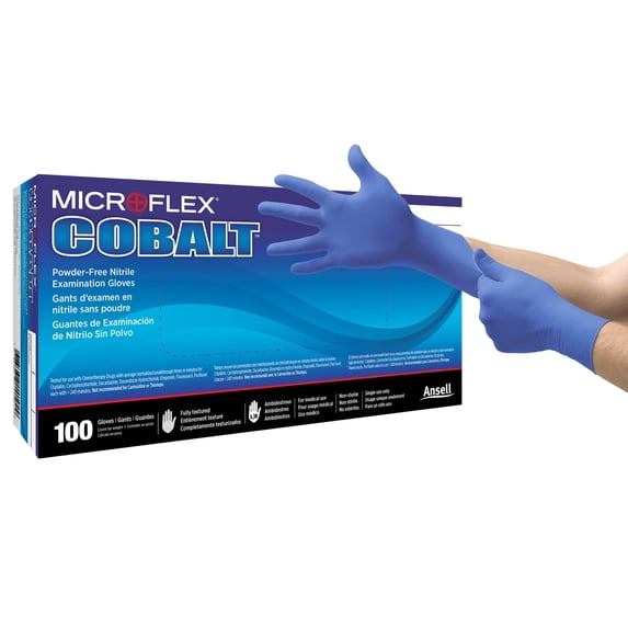 CRESTIN- Microflex Cobalt Nitrile Exam Glove Standard Cuff Length Large 100 Per Box