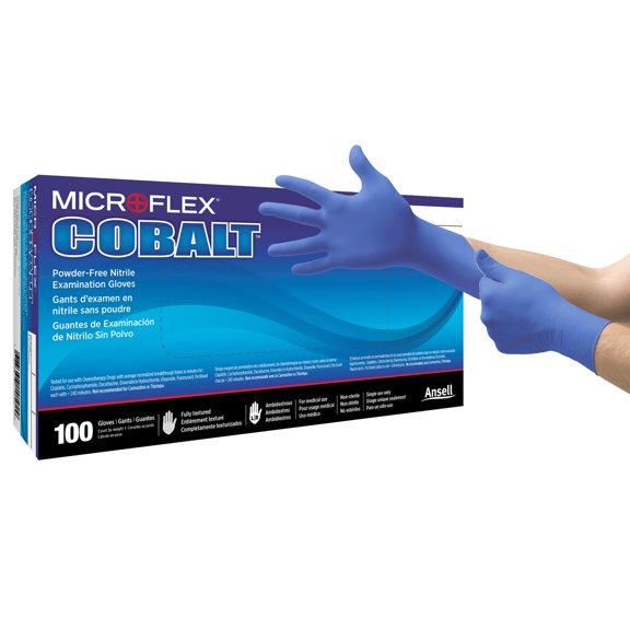 CRESTIN- Microflex Cobalt Nitrile Exam Glove Standard Cuff Length Large 100 Per Box