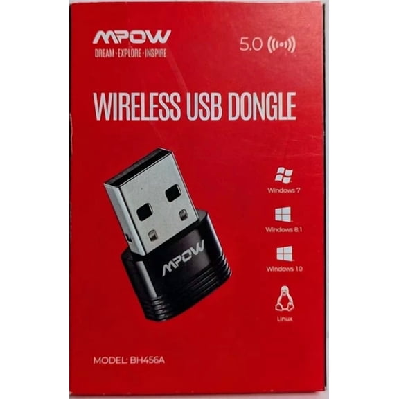 CRESTIN- Mpow Bluetooth Dongle 5.0 Usb Adapter For Pc, Supports Windows 7/8.1/10