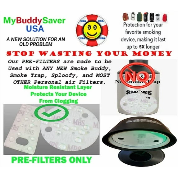 CRESTIN- Mybuddysaver-Smoke Trap + Replaceable Pre-Filters For Personal Air Filter (3)