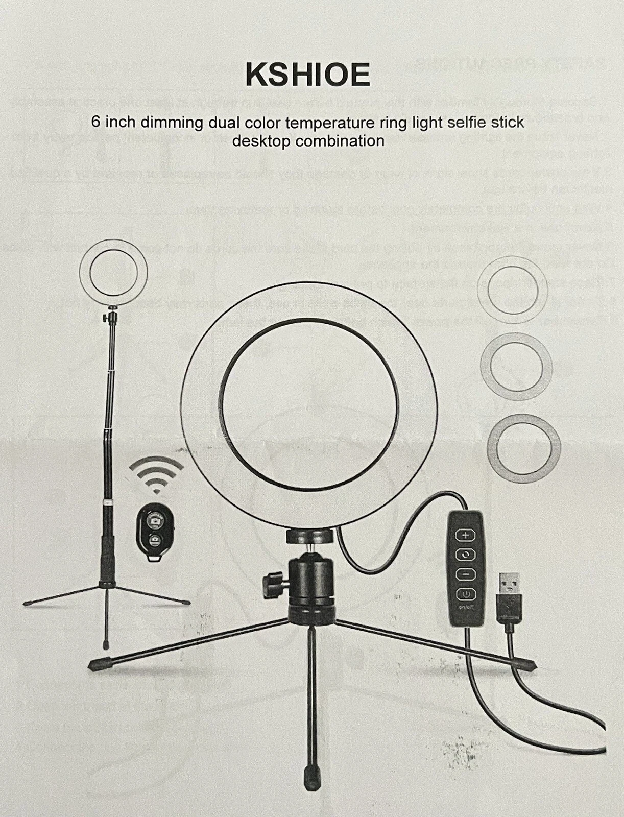 CRESTIN- New 6-Inch Selfie Ring Light With Tripod Monopod Stand