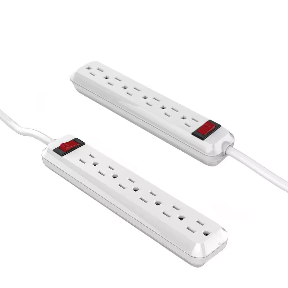 CRESTIN- New 6-Outlet Power Strip 2-Pack With 4Ft Cord, Right Angle Plug Perfect For Home