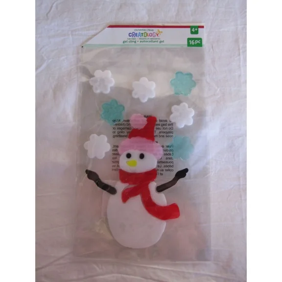CRESTIN- New Christmas Snowoman Snow Flakes Window Gel Clings 16 Pcs Stickers Decorations