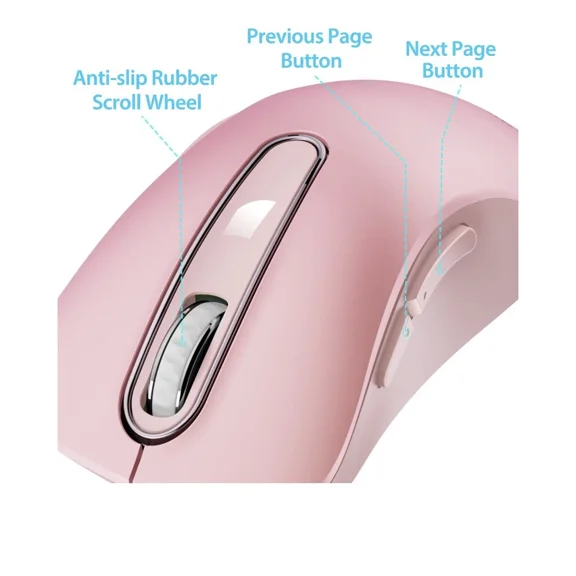 CRESTIN- New Memzuoix 2.4Ghz Wireless Mouse For Laptop, Pink Wireless Mouse Buttons 1200