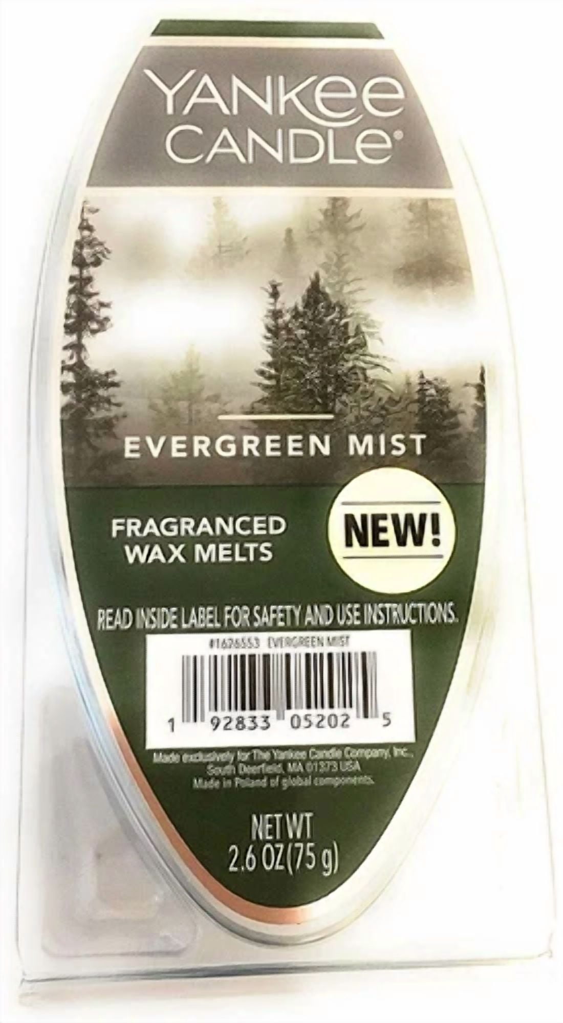 CRESTIN- New Yankee Candle Evergreen Mist Fragranced Wax Melts 2.6 Oz Cubes Fresh Tree!!!